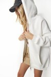 Kapüşonlu Oversize Şardonlu Örme Sweatshirt EKRU HUB0002