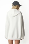 Kapüşonlu Oversize Şardonlu Örme Sweatshirt EKRU HUB0002