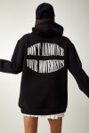 Kapüşonlu Şardonlu Baskılı Sweatshirt SİYAH LOW0032