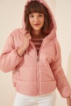 Kapüşonlu Şişme Mont PEMBE LDD0039