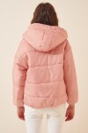 Kapüşonlu Şişme Mont PEMBE LDD0039