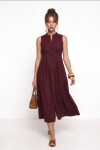 Kolsuz Midi Poplin Gömlek Elbise BORDO LMX0093