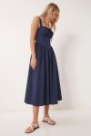 Korse Görünümlü Poplin Midi Elbise LACİVERT LUB0354