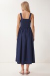 Korse Görünümlü Poplin Midi Elbise LACİVERT LUB0354