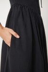 Korse Görünümlü Poplin Midi Elbise SİYAH LUB0224