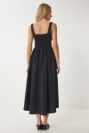 Korse Görünümlü Poplin Midi Elbise SİYAH LUB0224