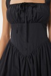 Korse Görünümlü Poplin Midi Elbise SİYAH LUB0354
