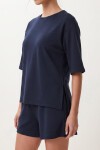 Modal Oversize T-shirt Şort Takım LACİVERT LUB0379