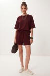 Modal Oversize T-shirt Şort Takım MÜRDÜM LUB0379