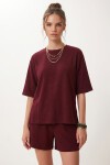 Modal Oversize T-shirt Şort Takım MÜRDÜM LUB0379