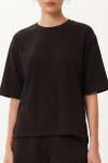Modal Oversize T-shirt Şort Takım SİYAH LUB0379