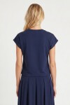Modal Vatkalı T-shirt Etek Takım LACİVERT LNT0041