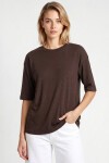 Oversize Basic Fitilli Modal T-shirt ACI KAHVE LUB0361