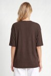 Oversize Basic Fitilli Modal T-shirt ACI KAHVE LUB0361