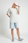 Oversize Basic Fitilli Modal T-shirt GRİ MELANJ LUB0361