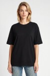 Oversize Basic Fitilli Modal T-shirt SİYAH LUB0361