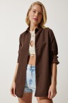 Oversize Basic Gömlek ACI KAHVE LDD0003