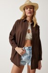 Oversize Basic Gömlek ACI KAHVE LDD0003