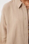 Oversize Basic Müslin Gömlek BEJ LMX0002