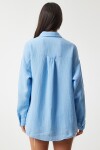 Oversize Basic Müslin Gömlek GÖK MAVİ LMX0002