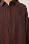 Oversize Basic Müslin Gömlek KAHVERENGİ LMX0002