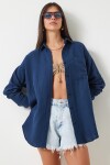 Oversize Basic Müslin Gömlek LACİVERT LMX0002