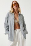 Oversize Basic Müslin Gömlek ORTA GRİ LMX0002