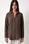 Oversize Basic Müslin Gömlek VİZON LMX0002
