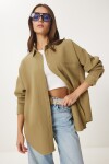 Oversize Basic Müslin Gömlek YAĞ YEŞİLİ LMX0002