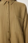 Oversize Basic Müslin Gömlek YAĞ YEŞİLİ LMX0002