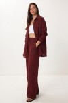 Oversize Müslin Gömlek Pantolon Takım BORDO LSA0014