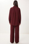 Oversize Müslin Gömlek Pantolon Takım BORDO LSA0014