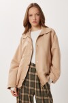 Oversize Suni Süet Bomber Ceket BEJ LAN0081
