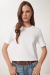 Pamuklu Basic Örme T-shirt BEYAZ LAG0001