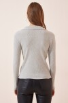 Polo Yaka Fitilli Örme Bluz GRİ MELANJ LGT0008