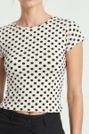 Puantiye Desenli Polyamid T-shirt BEYAZ LZV0083