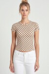 Puantiye Desenli Polyamid T-shirt KREM LZV0083