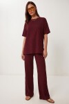 Taş Detaylı Örme Alt-Üst Takım BORDO LZV0068