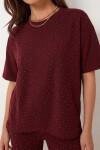 Taş Detaylı Örme Alt-Üst Takım BORDO LZV0068