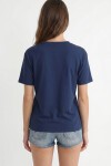 V Yaka Oversize Basic Örme T-shirt LACİVERT LZV0072