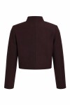 Vatkalı Asimetrik Crop Dokuma Ceket KAHVERENGİ LAZ0017