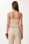 Volanlı Bluz Pantolon Krinkıl Takım KREM LFW0025