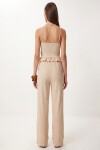 Volanlı Bluz Pantolon Krinkıl Takım KREM LFW0025
