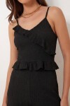 Volanlı Bluz Pantolon Krinkıl Takım SİYAH LFW0025