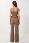 Volanlı Bluz Pantolon Krinkıl Takım VİZON LFW0025