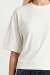 Yarasa Kollu Basic Modal T-shirt EKRU LUB0357