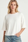 Yarasa Kollu Basic Örme Bluz EKRU LUB0369
