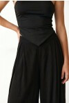 Yırtmaçlı Geniş Ayrobin Pantolon SİYAH LUB0378