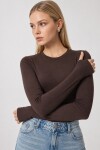 3lü Paket Bisiklet Yaka Basic Örme Bluz SİYAH KAHVERENGİ EKRU LCR0012