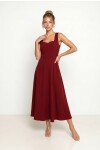 A Kesim Midi Dokuma Elbise BORDO LNT0042